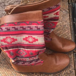Charlotte Russe Aztec Print Boots. Size (8)